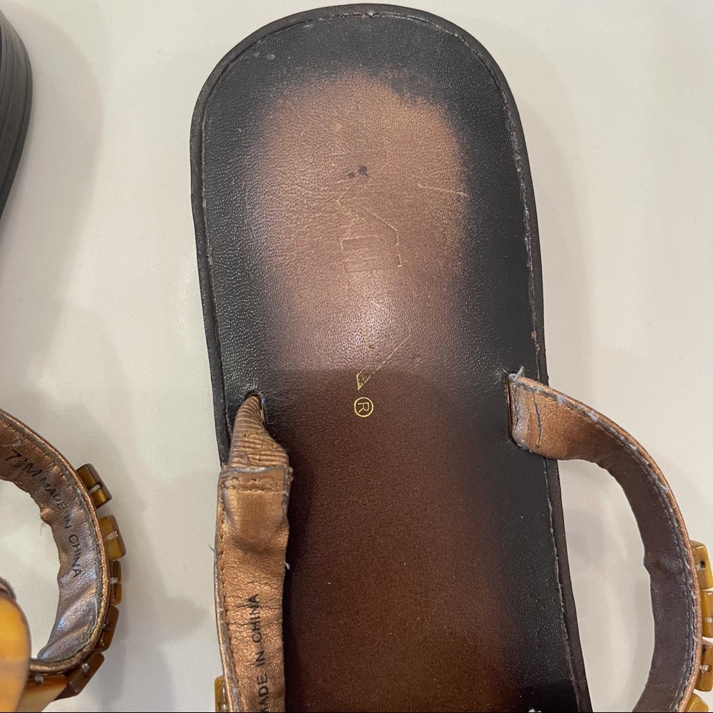 MIA brown & yellow beaded leather sandal - Picture 6 of 14